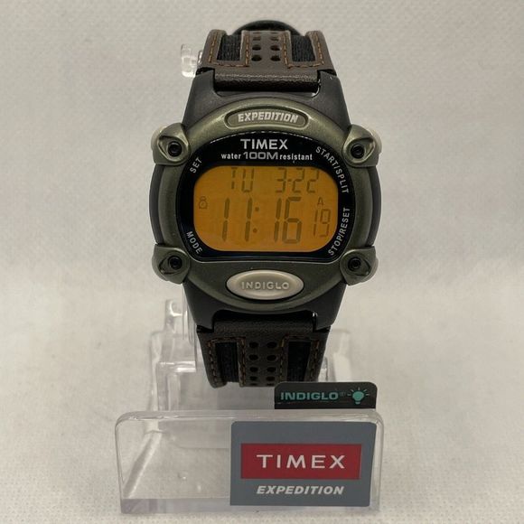 Timex Other - Timex Expedition T48042 Mens Brown Nylon/Leather Digital Dial Quartz Watch TMR71